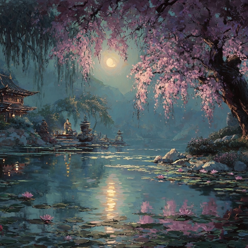 Tranquil Moonlit Garden